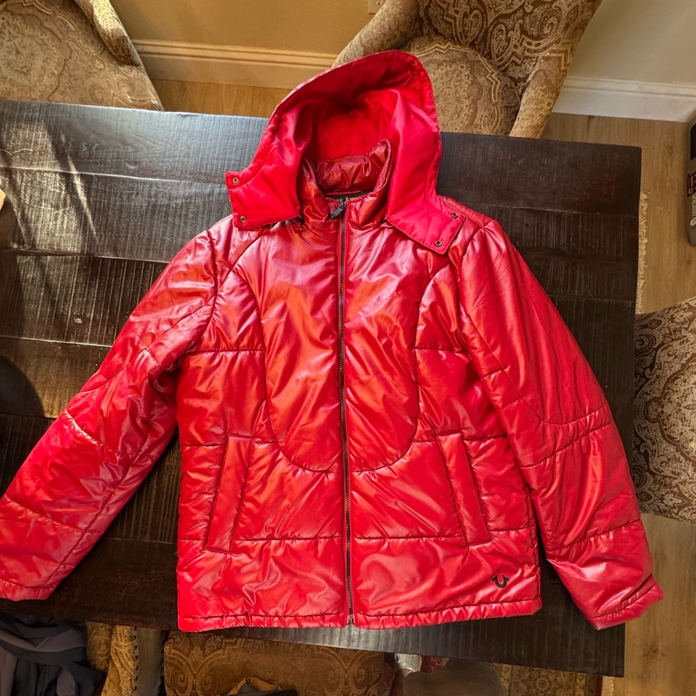 True Religion Red Puffer Jacket